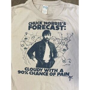 Y2K Chuck‎ Norris T-shirt Men's Medium  Forecast Cloudy Chance Of Pain Off-white